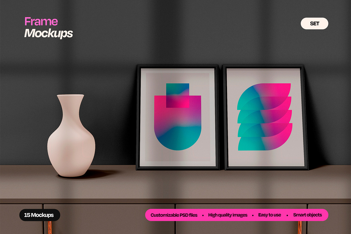 Pack of Frames Mockup, a Household Mockup by Mego-studio (Photo 1 of 7)