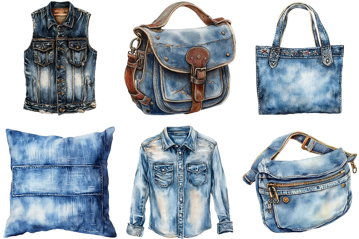 Vintage Denim Sublimation Clipart, an Illustration by cherrydesign (Photo 3 of 3)