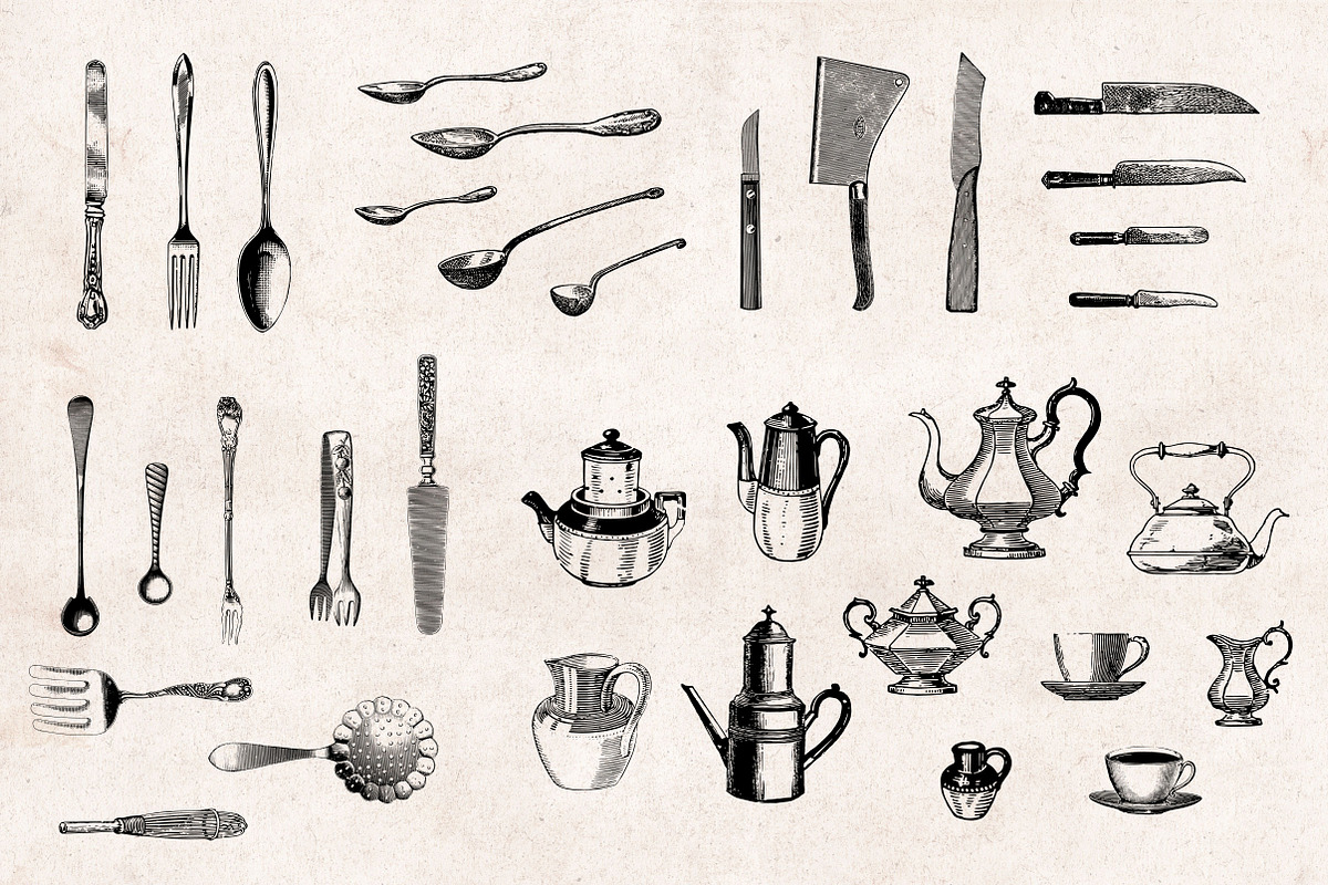 Kitchen Tools Engravings, an Object Graphic by Graphic Goods (Photo 4 of 6)