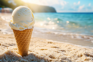 Delicious vanilla ice cream cone on, a Food & Drink Photo by MistyDay
