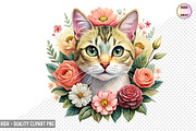 Floral Cat Clipart Bundle, a Graphic by crative8112 (Thumbnail 4 of 10)