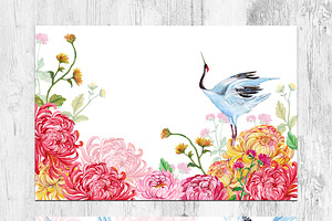 Cranes Watercolor Clipart