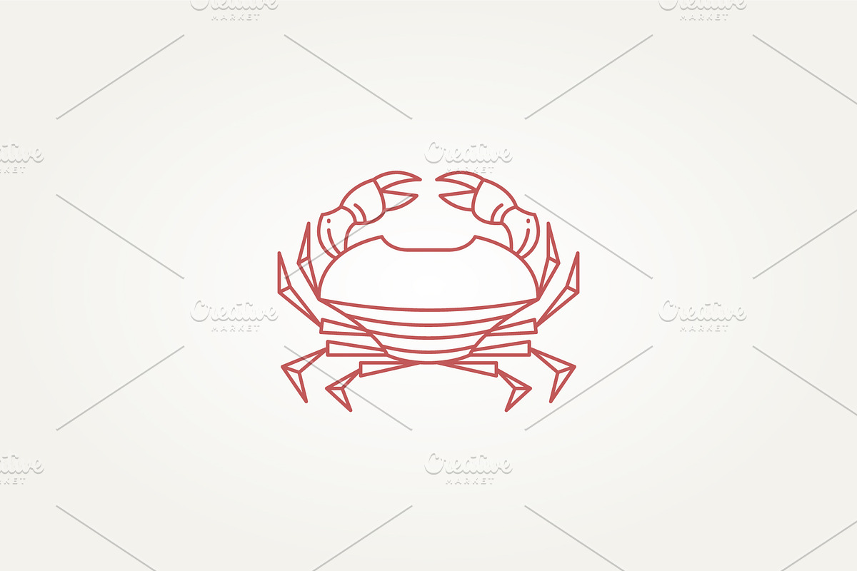minimalist red crab line art logo, a Branding & Logo Template by Blazybone