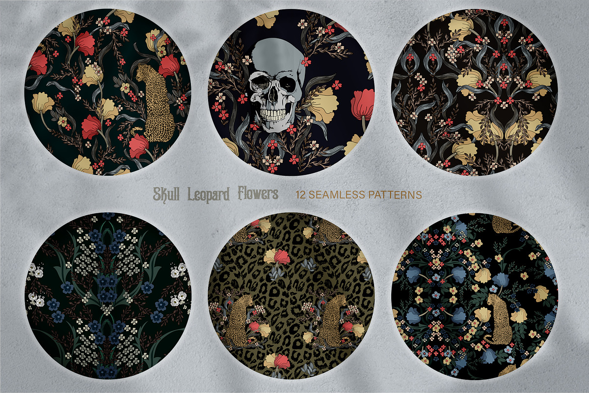 Skull Leopard Flowers, a Texture Illustration by LanaDzi (Photo 7 of 13)
