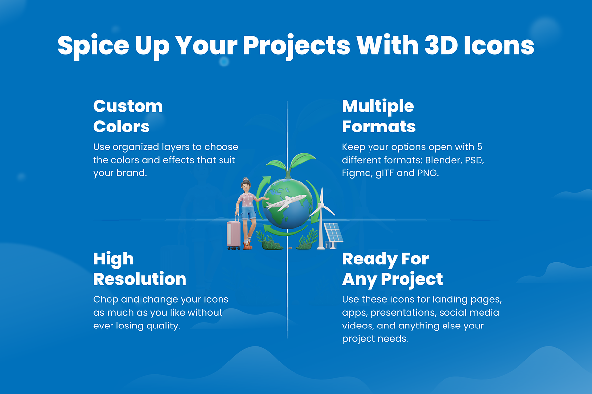 3D Travel Illustration Set, a Scene 3D Model by Flat Icons (Photo 2 of 8)