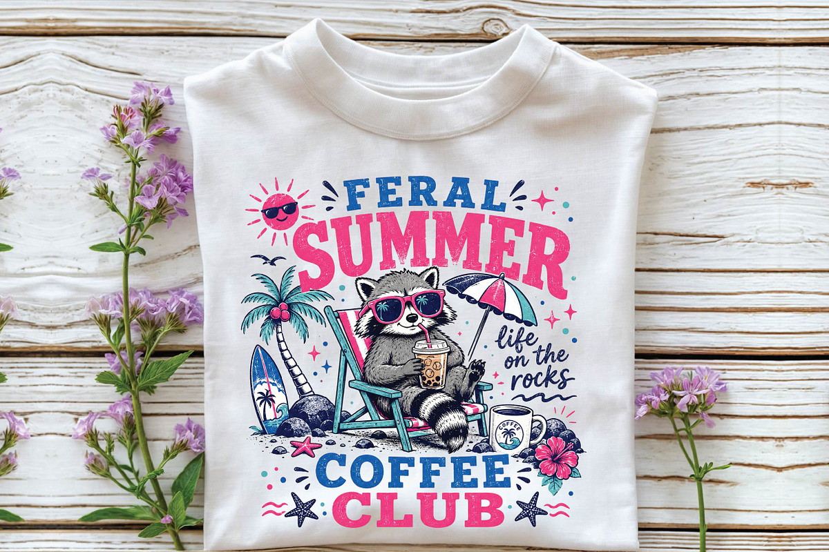 Funny Raccoon Beach Sublimation, a Seasonal Illustration by DreamPrint404 (Photo 2 of 6)