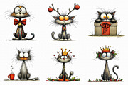 Quirky Christmas Cat Clipart, an Illustration by Libby Wishes (Thumbnail 3 of 9)