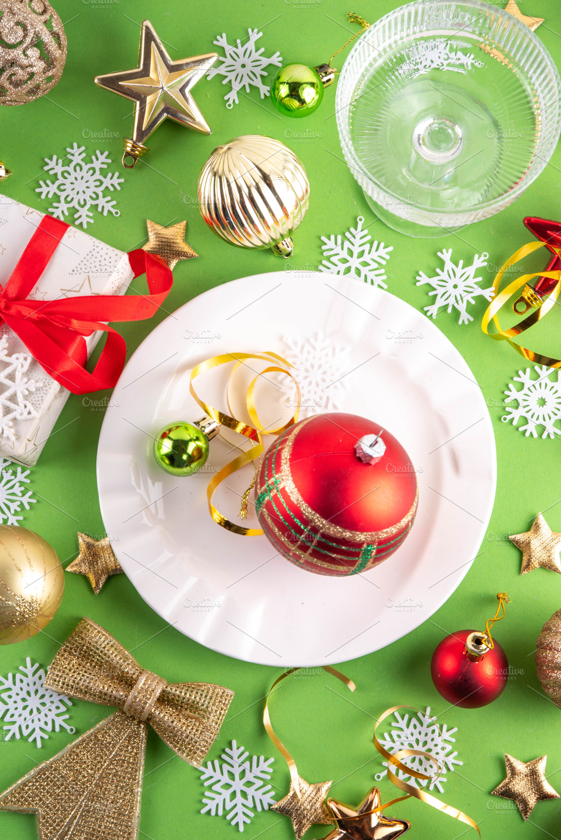 Christmas and New Year holiday table setting greeting card backg, a Holiday Photo by Rimma