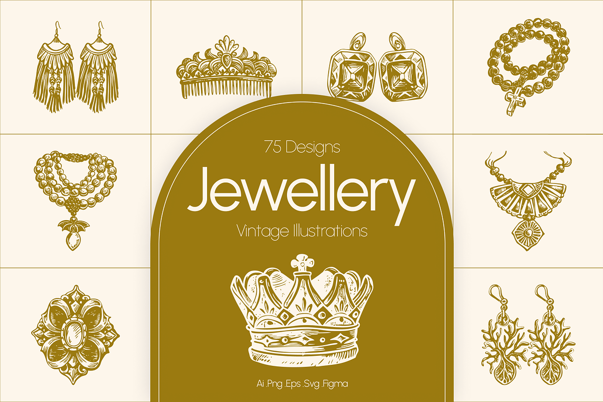Vintage Jewellery Illustration Set, a Decorative Illustration by Prosymbols (Photo 1 of 8)