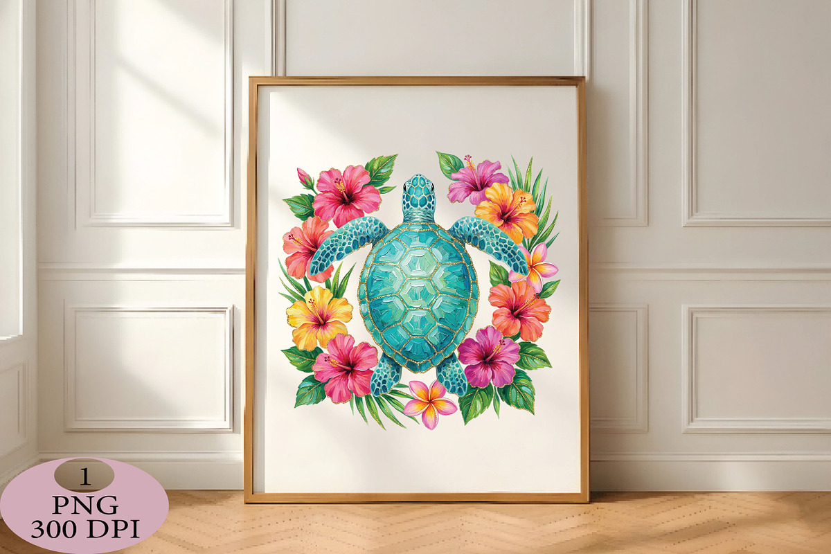 Floral Sea Turtle Summer PNG, an Illustration by Daily.Designs (Photo 4 of 5)