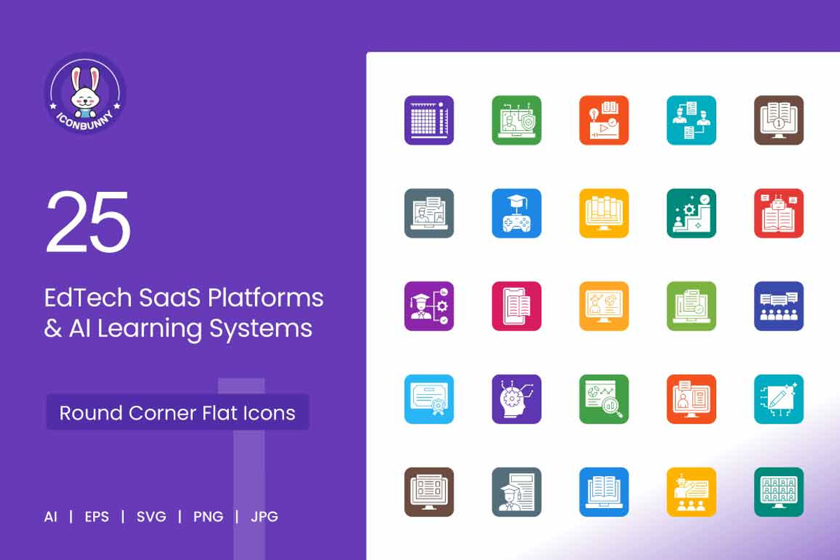 25 EdTech & AI Learning Icons., a Solid Icon by IconBunny (Photo 1 of 2)