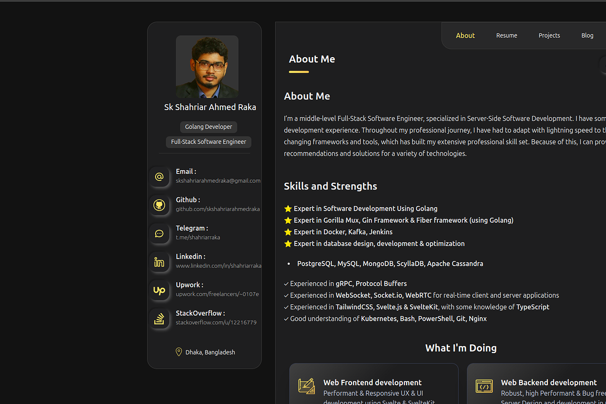 DarkGolden Customizable Portfolio, a React Template by skshahriarahmedraka (Photo 4 of 13)