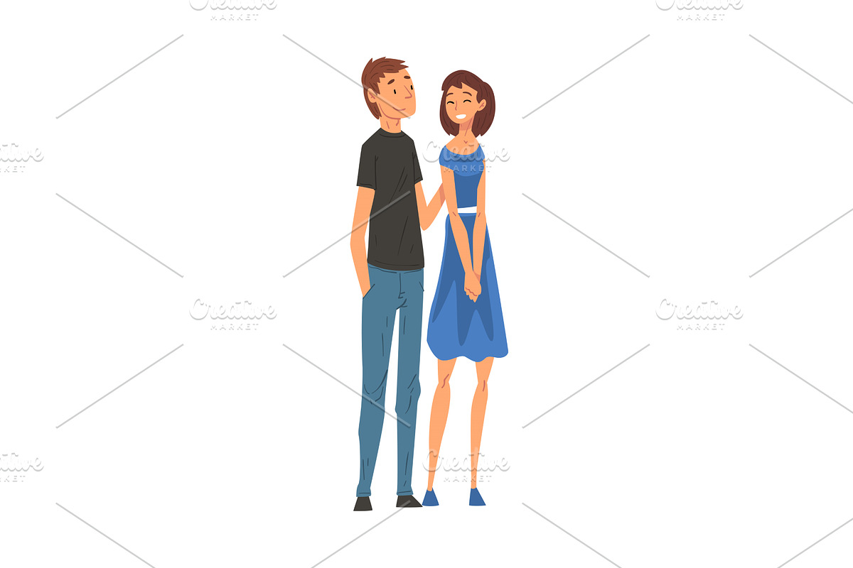 Young Happy Couple in Love Standing, a Person Illustration by TopVectors