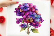 Watercolor Hydrangea Clipart, an Illustration by designcity5 (Thumbnail 3 of 5)