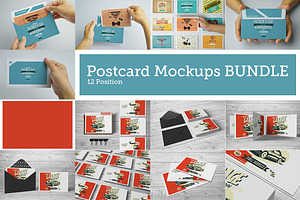 Postcard BUNDLE Mock-Ups, a Print Template by Kongkow