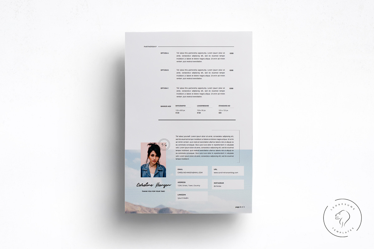 2 Page Blogger Media Kit Template, a Resume Template by Leo Resume (Photo 3 of 4)