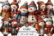 Cute Snowman Couple Clipart, an Illustration by DreamArtGraphic (Thumbnail 1 of 4)