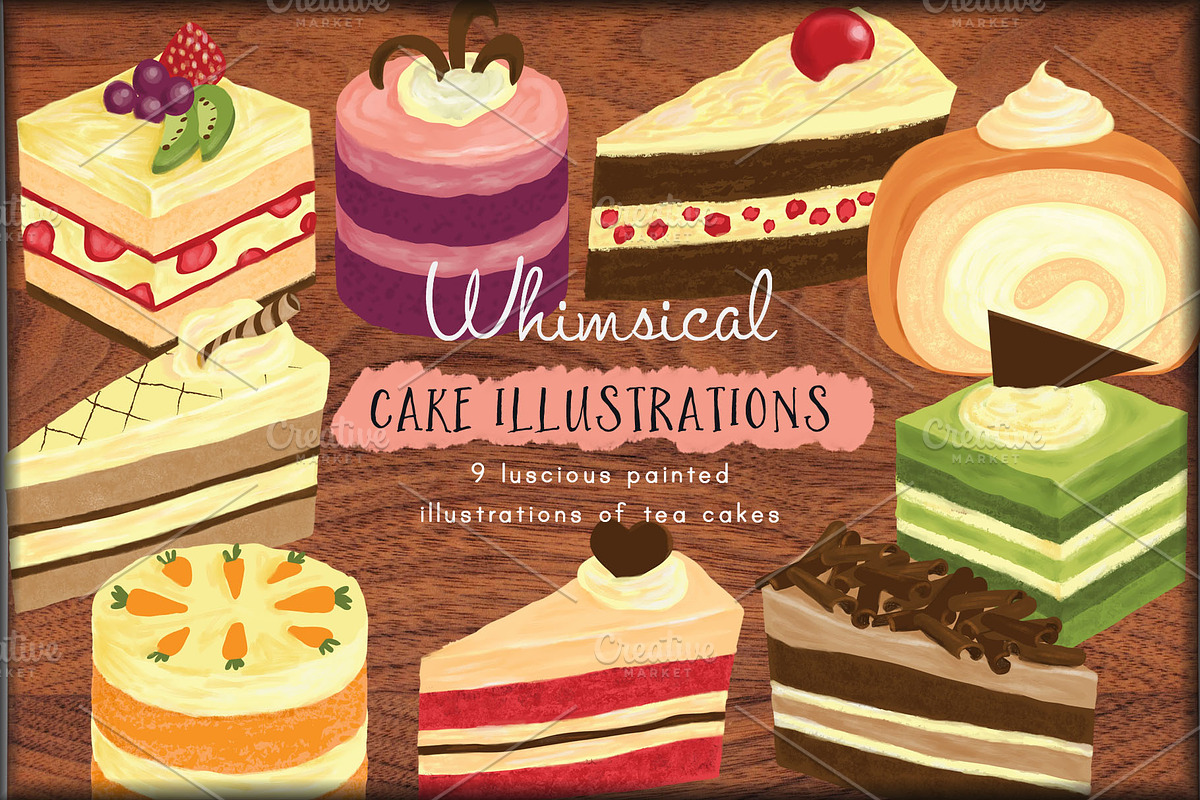 Cakes & Desserts Clip Art, a Food Illustration by Cynthia Arre (Photo 1 of 4)