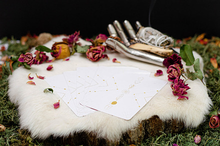 Romantic tarot 9 featuring arrangement, background, and beautiful, a Nature Photo by Coral Antler