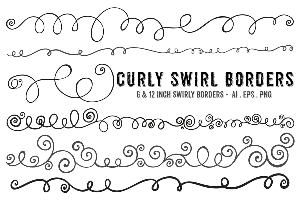 Swirl Borders, EPS, PNG + PS Brush