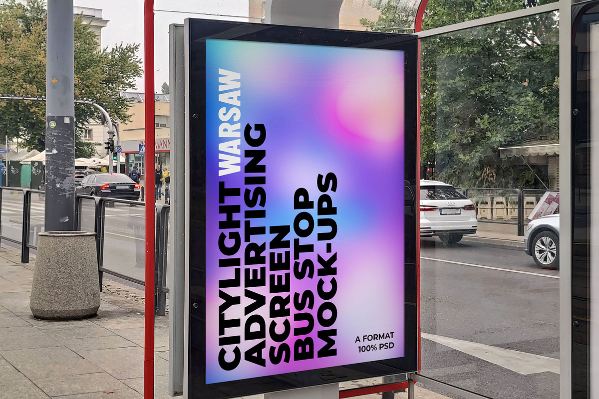 Warsaw Citylight Ad Bus Stop 12 v1, an Advertising Mockup by Graphic Shelter (Photo 4 of 8)