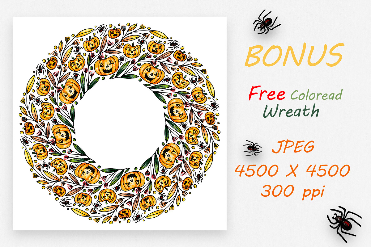Halloween wreath,pumpkins and spider, a Brushes & More by dnapslvsk (Photo 2 of 6)