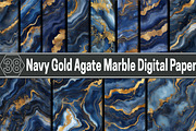 Navy Gold Agate Marble Digital Paper, a Pattern Graphic by SVGArt (Thumbnail 1 of 5)