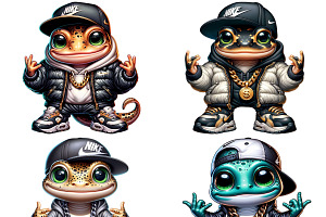 Hip Hop Salamander Clipart Set