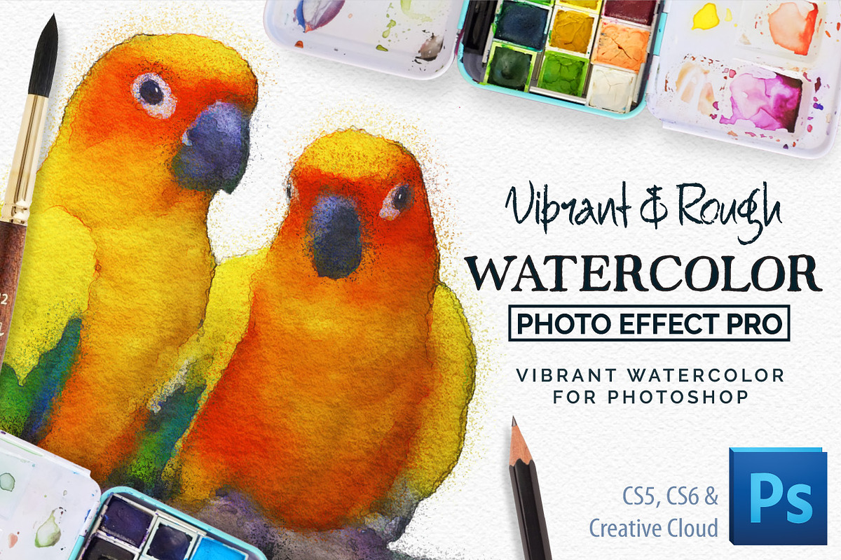 Vibrant Watercolor Photo Effect Kit, a Plug-in Add-On by Drifter Studio PrintShop (Photo 1 of 9)