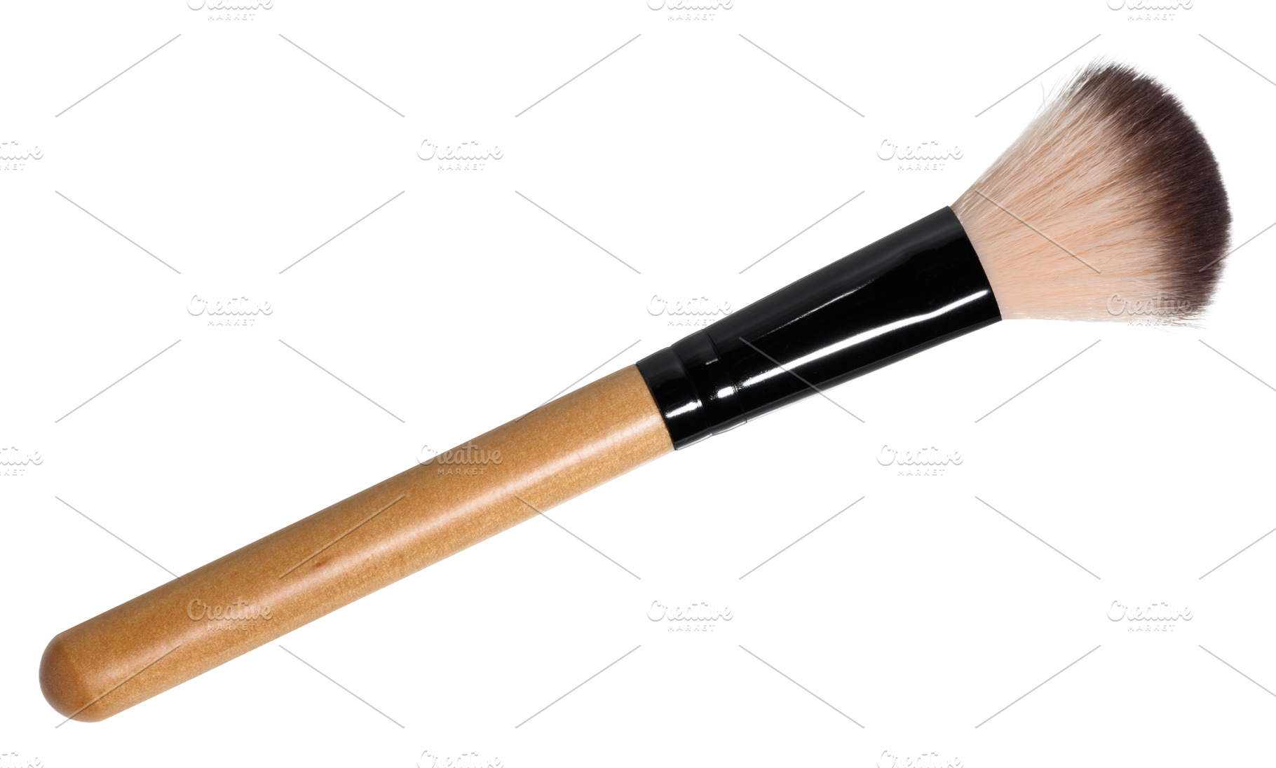 Professional makeup brush with brown bristles on isolated backgr, a Beauty & Fashion Photo by ndanko