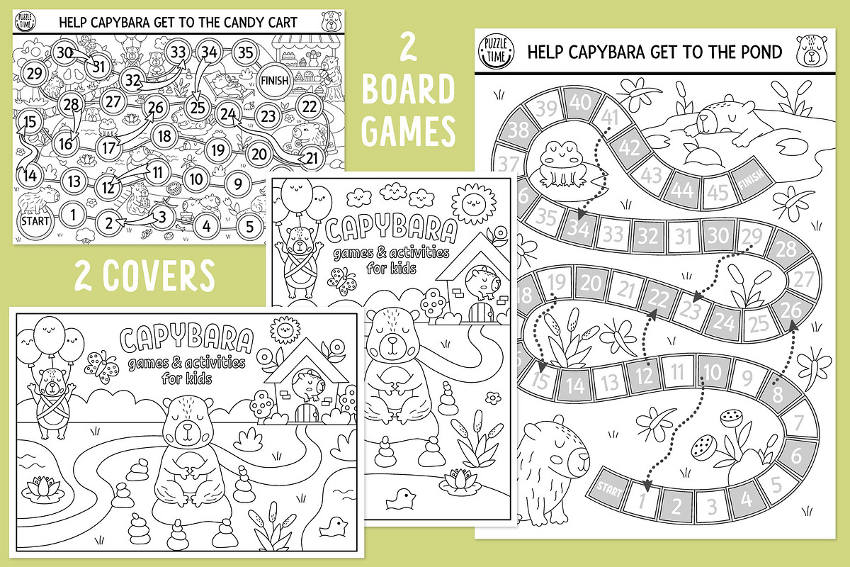 Capybara coloring games for kids, an Education Illustration by Lexi Claus (Photo 2 of 17)