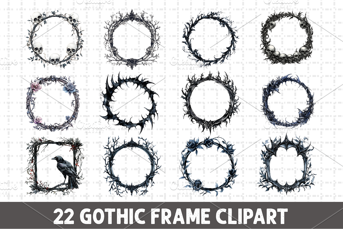 Gothic Frame Watercolor Bundle PNG, an Illustration by RaiihanCrafts