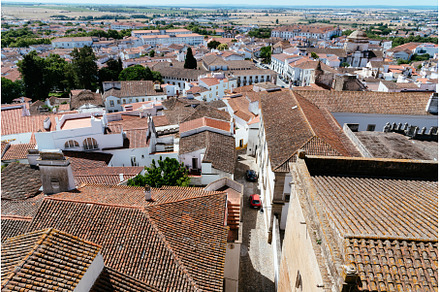 Cityscape of Evora with typical