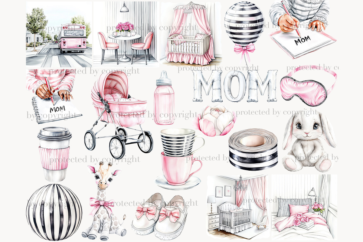Mom And Baby Clip Art, a Person Illustration by GlamArtZhanna (Photo 4 of 8)