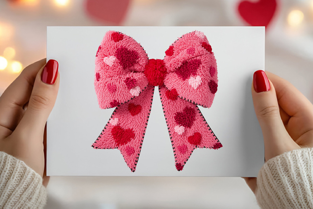 Faux Yarn Coquette Bow Valentines, an Illustration by Canvas Craft (Photo 5 of 7)
