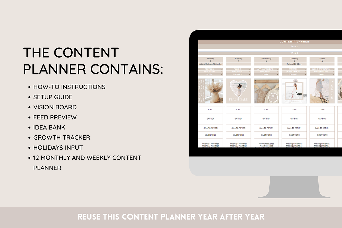 Social Media Planner Google Sheets, a Social Media Template by SunshineStudioBoutique (Photo 2 of 9)