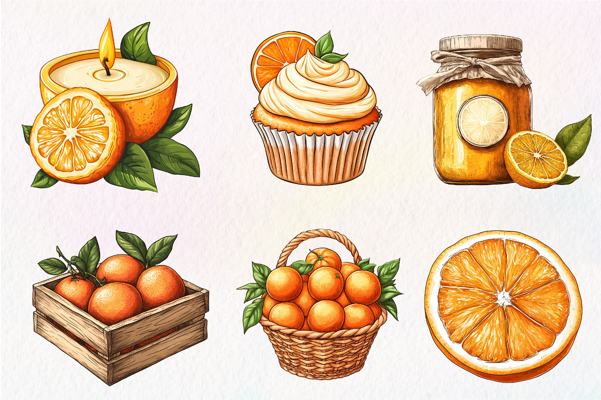 Watercolor Oranges Clipart Sublimati, an Illustration by CreationArt (Photo 5 of 5)