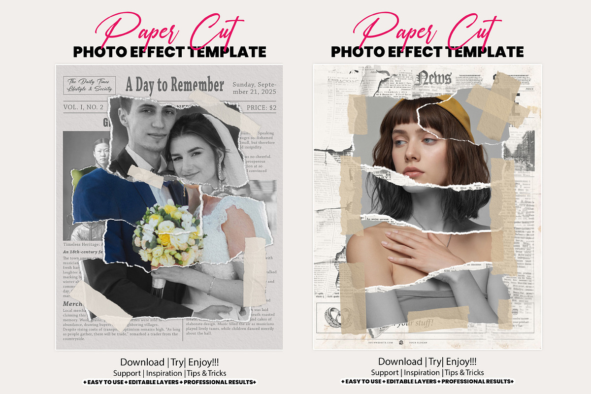 Torn Paper Cut Photo Template, an Action Add-On by MRI STUDIO (Photo 1 of 34)