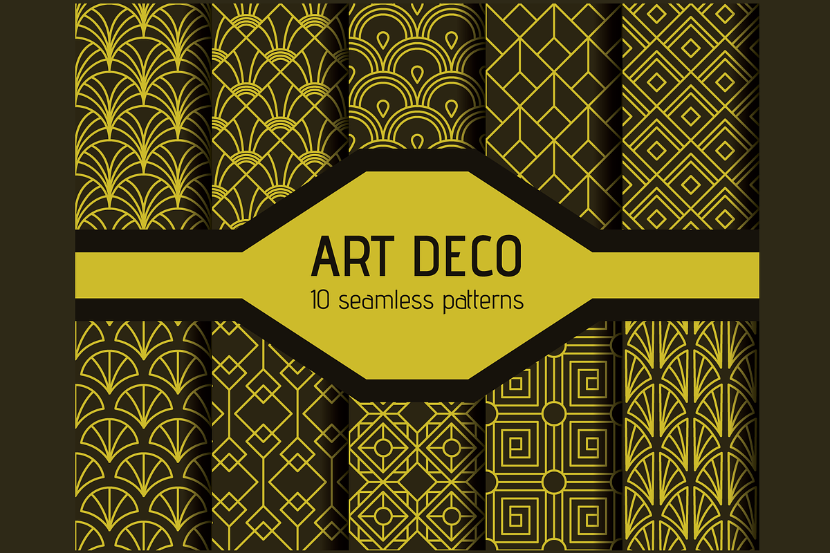 10 Art Deco Seamless Patterns, a Pattern Graphic by marusdesign