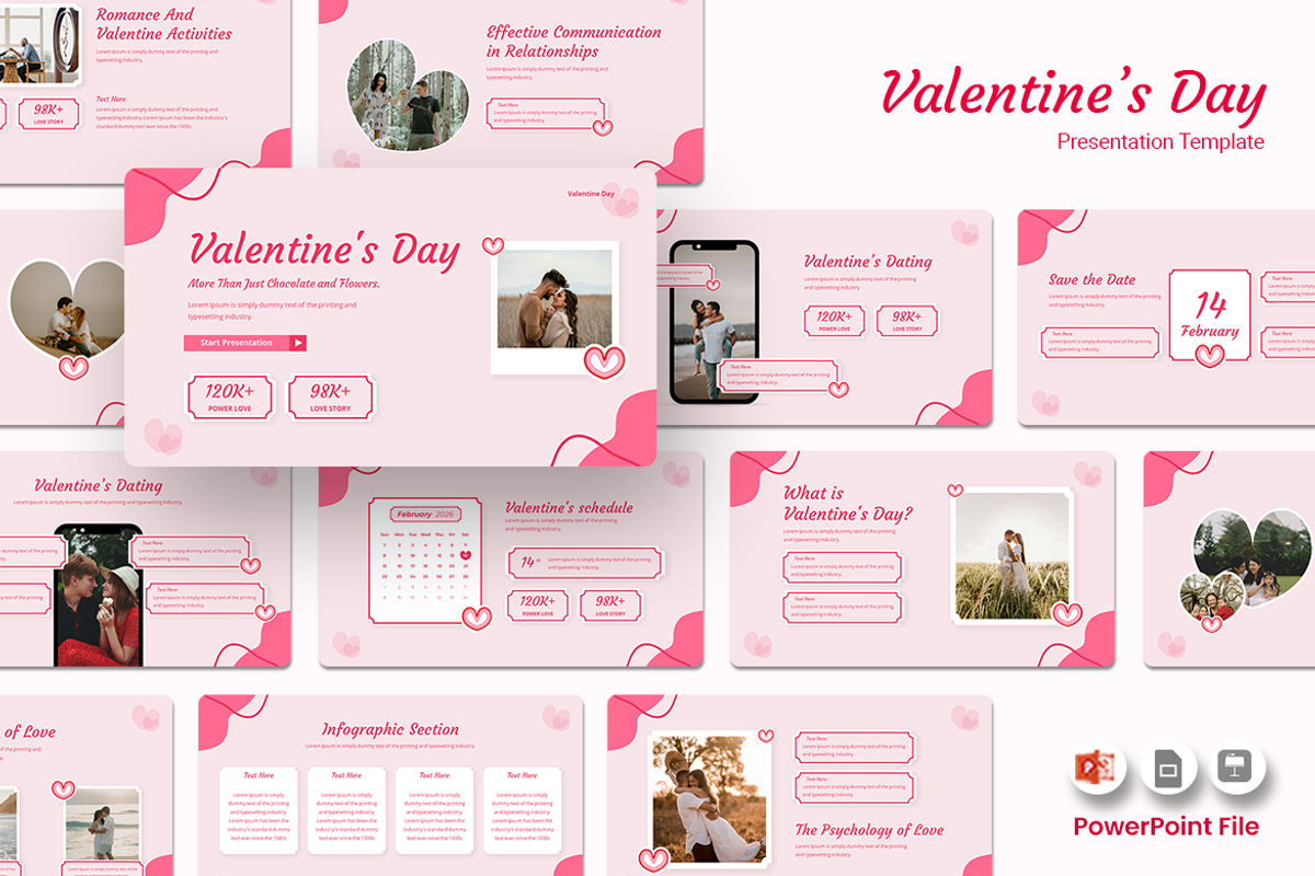 Valentine's Day PowerPoint Template, a Presentation Template by Iqsiart Studio (Photo 1 of 3)