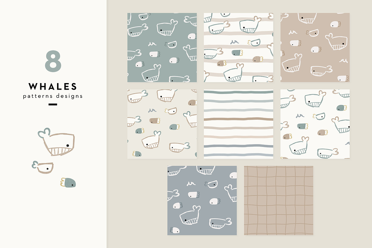 Whales pattern collection, a Pattern Graphic by Muriel Petitpattern