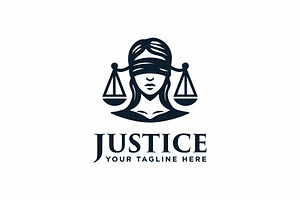 blindfold woman with justice logo, a Branding & Logo Template by funpixel