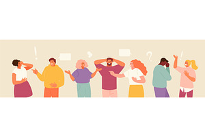 Angry people aggressively shout