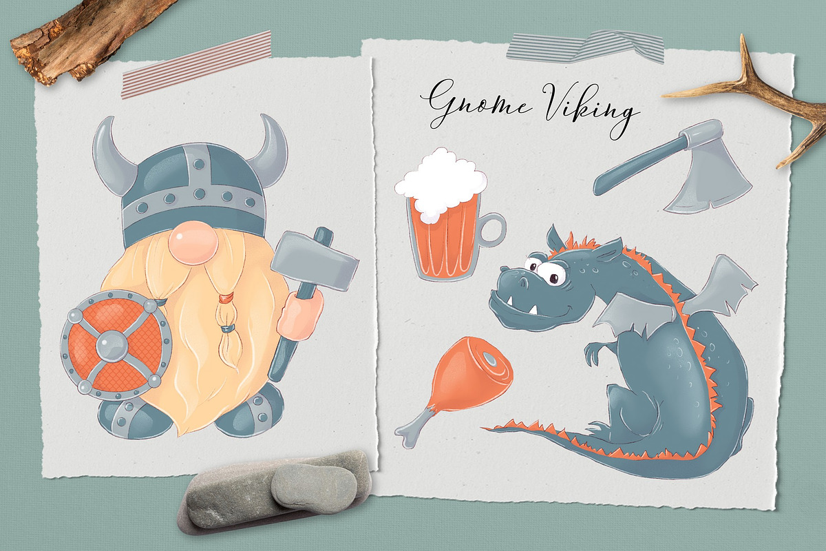 Nordic Gnomes 8 characters, an Illustration by Yuliya Art (Photo 9 of 9)