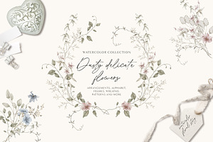 Dusty delicate floral clipart
