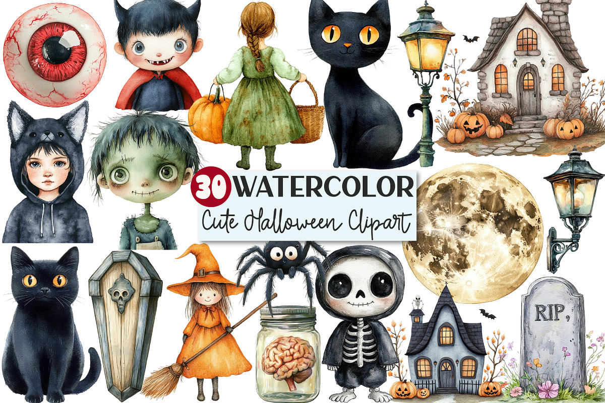 Cute Halloween Clipart, an Illustration by Rose Art (Photo 1 of 3)