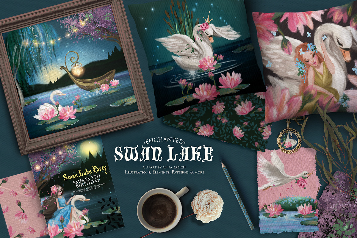 Enchanted Swan Lake, an Animal Illustration by Anna Babich (Photo 2 of 8)