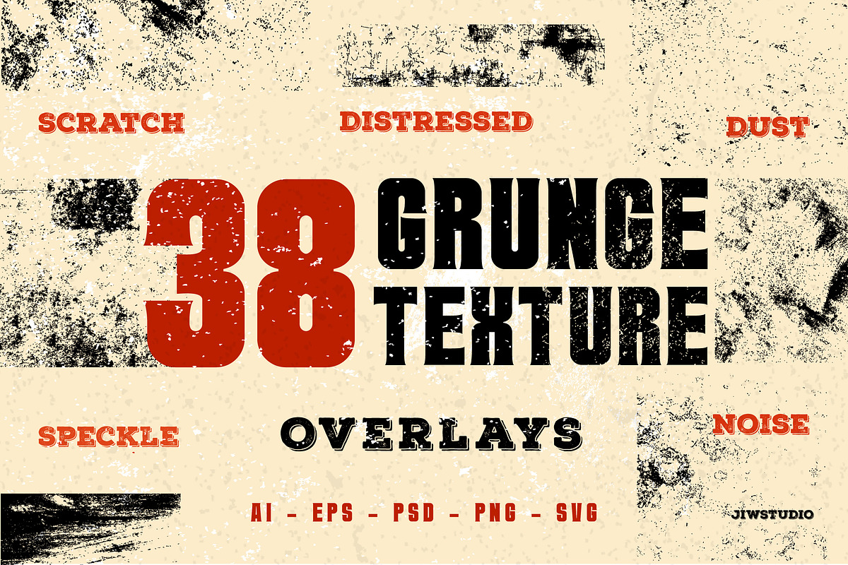38 Grunge Texture Overlays, a Texture Graphic by Jiwstudio (Photo 1 of 7)