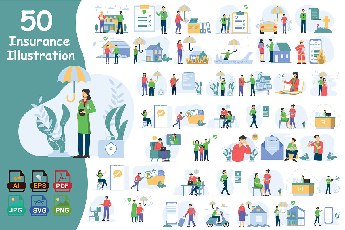 Insurance Illustration Pack, an Illustration by Vector Portal (Photo 1 of 5)