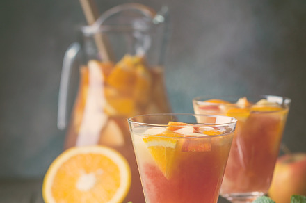Sangria or punch with fruits containing sangria, punch, and beverage, a Food & Drink Photo by piter.goskov